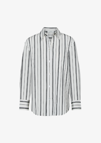Resort Stripe Oversized Button-Front Shirt