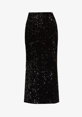 Sequined Velvet Column Skirt