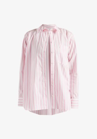 Embroidered Oversized Shirt Pink Stripe
