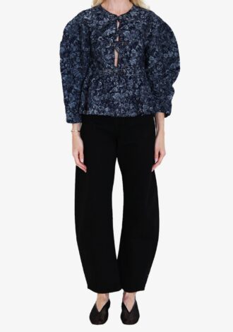 Tapestry Denim Peplum Blouse