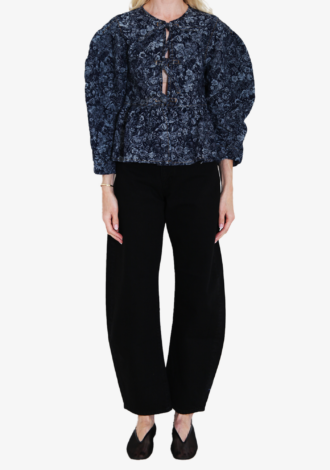 Tapestry Denim Peplum Blouse