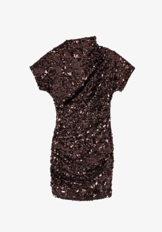 Demitasse Brown Sequins Mini Dress