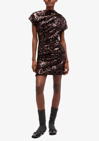 Demitasse Brown Sequins Mini Dress