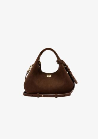 Brown Suede Mini Hobo Bag