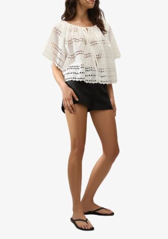 Mitla Top Rosa Broderie White