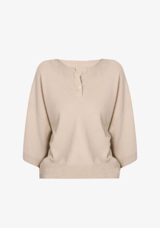 Classic Cashmere Button-Neck Sweater
