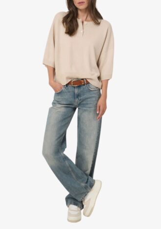 Classic Cashmere Button-Neck Sweater