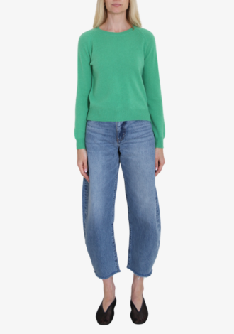 Cashmere Cropped Crew Neck Sweater