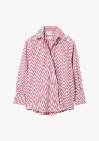 Asymmetric Shirt Red Stripe