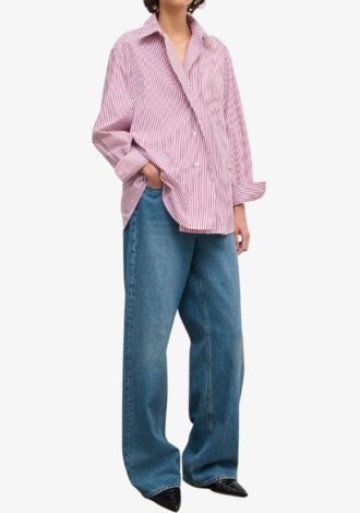 Asymmetric Shirt Red Stripe