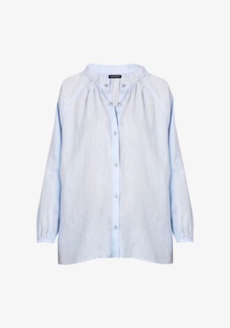 Woven Linen Collarless Blouse