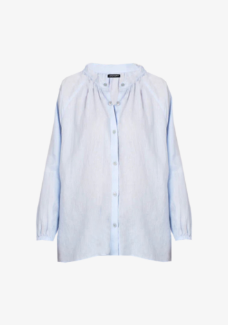Woven Linen Collarless Blouse