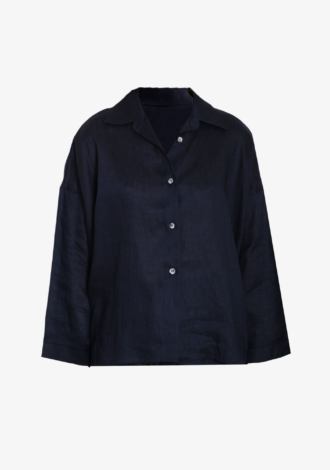 Classic Linen Long Sleeve Shirt Navy