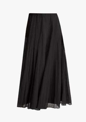 Crinkled Plissé Cotton-Blend Maxi Skirt