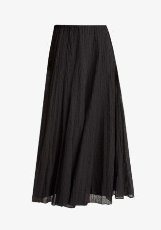 Crinkled Plissé Cotton-Blend Maxi Skirt