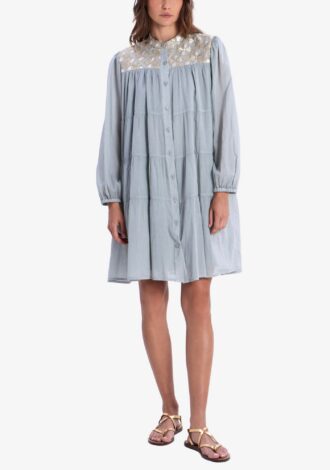 Flakes Embroidered Mini Dress