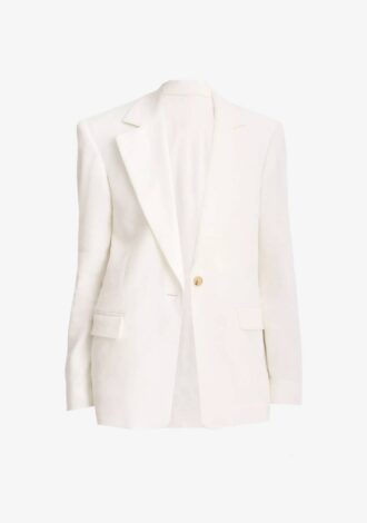 Linen-Blend Shrunken Blazer