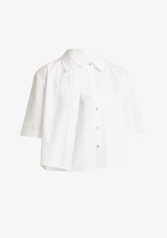 Scallop-Detail Cotton Button-Front Shirt
