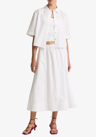 Scallop-Detail Cotton Button-Front Shirt