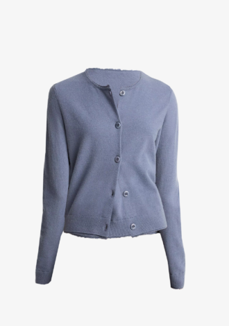 Scallop-Trim Wool & Cashmere-Blend Cardigan
