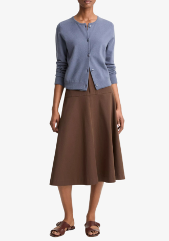 Scallop-Trim Wool & Cashmere-Blend Cardigan