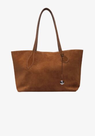 Sprout Tote Midi Suede Saddle Brown