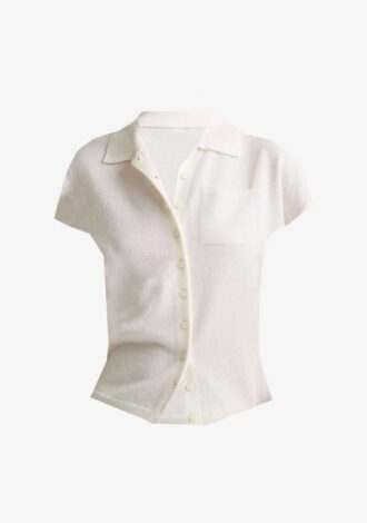 Cashmere-Silk Short-Sleeve Polo Sweater