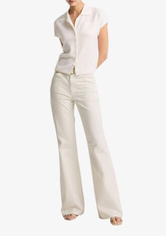 Cashmere-Silk Short-Sleeve Polo Sweater