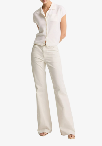 Cashmere-Silk Short-Sleeve Polo Sweater