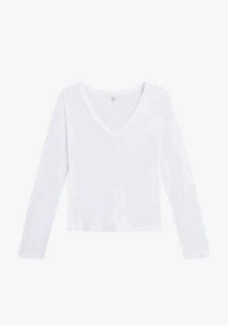 Laura V Neck Long Sleeve White