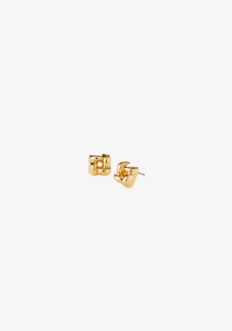 Mini Woven Square Earrings Gold