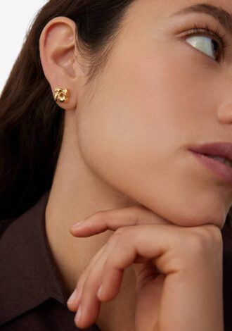 Mini Woven Square Earrings Gold