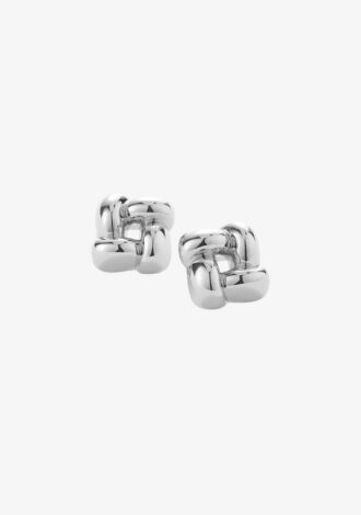 Small Woven Square Earrings Silver