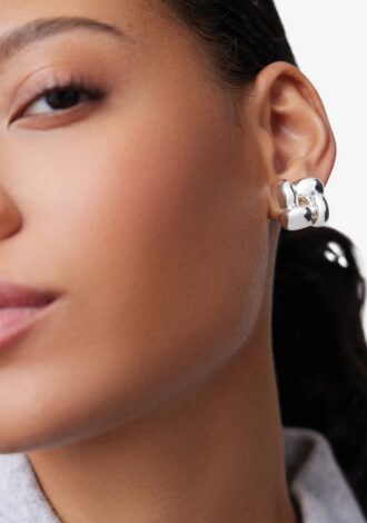 Small Woven Square Earrings Silver