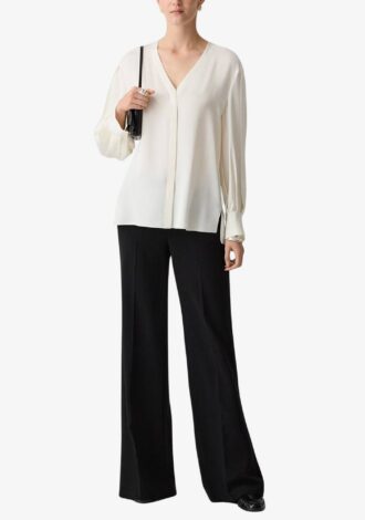 Volume Silk V-Neck Blouse