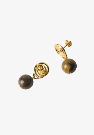 Swirl Bead Earrings Gold