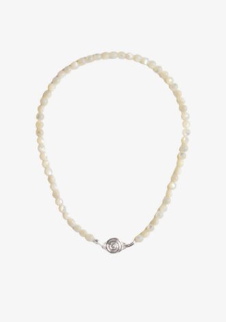 Beaded Swirl Necklace Silver