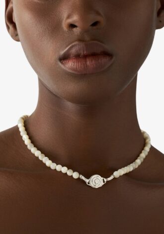 Beaded Swirl Necklace Silver