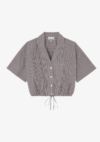 Check Cropped Bowling Shirt