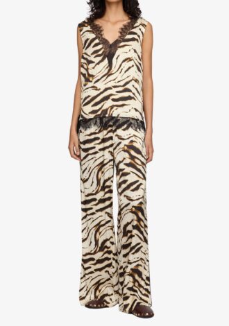 Zebra Printed Satin Trousers
