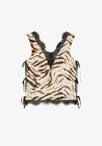 Zebra Printed Satin Slip Top