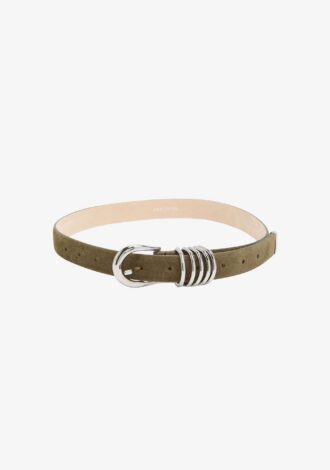Hollyhock Suede Olive & Silver