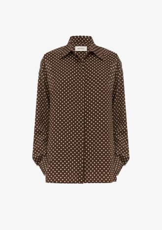 Polka Long Sleeve Silk Shirt
