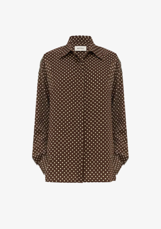 Polka Long Sleeve Silk Shirt