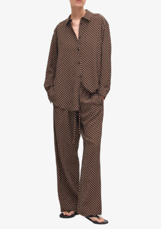 Polka Long Sleeve Silk Shirt