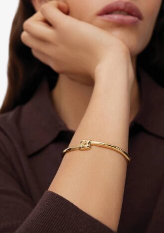 Slim Woven Square Bangle Gold