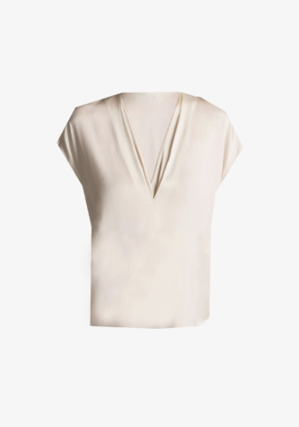 Silk-Blend Double V-Neck Top