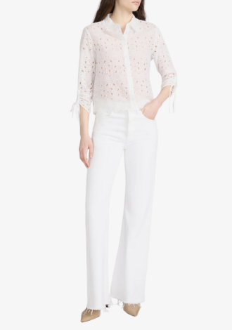 The Paisley Eyelet Cinch Sleeve Shirt