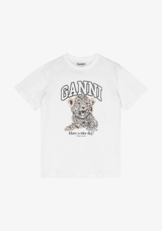 White Basic Jersey Leopard Relaxed T-shirt
