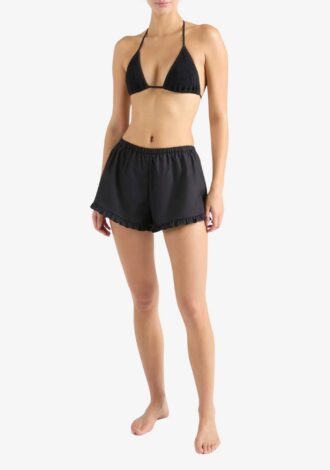 Frill Mini Short Poplin Black
